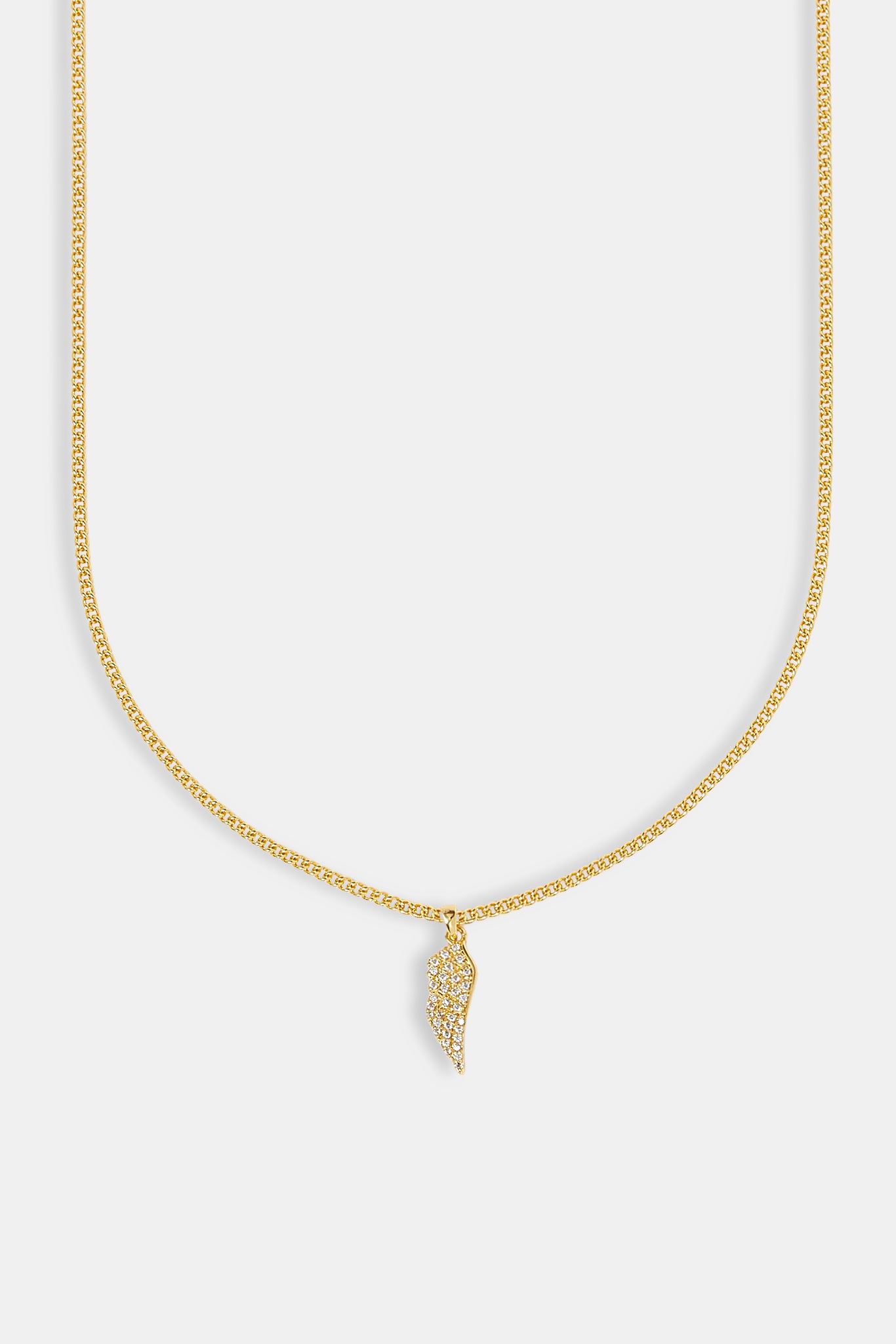 Micro Iced Angel Wing Necklace - 15mm - Gold